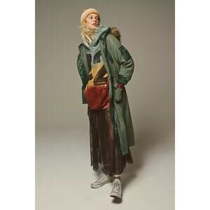 We The Free Farrah Military Parka Longline Green Jacket